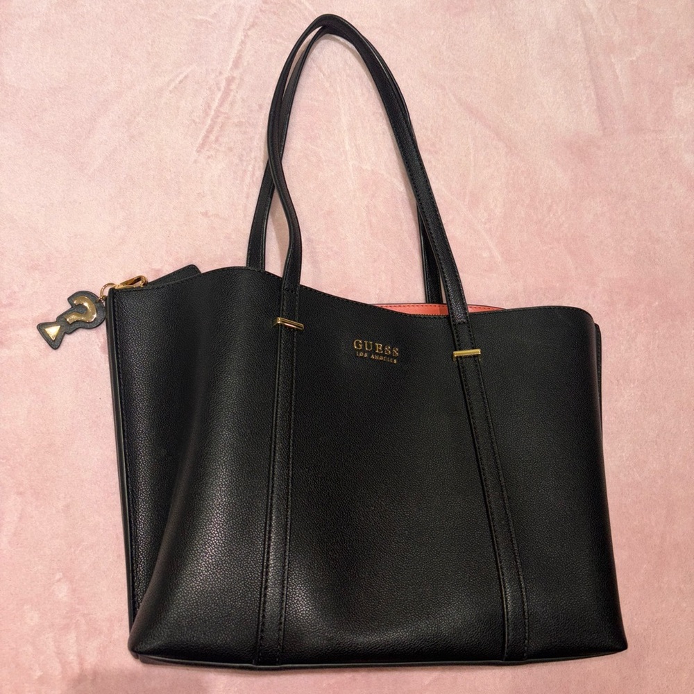Guess Black Tote with Pink Interior
